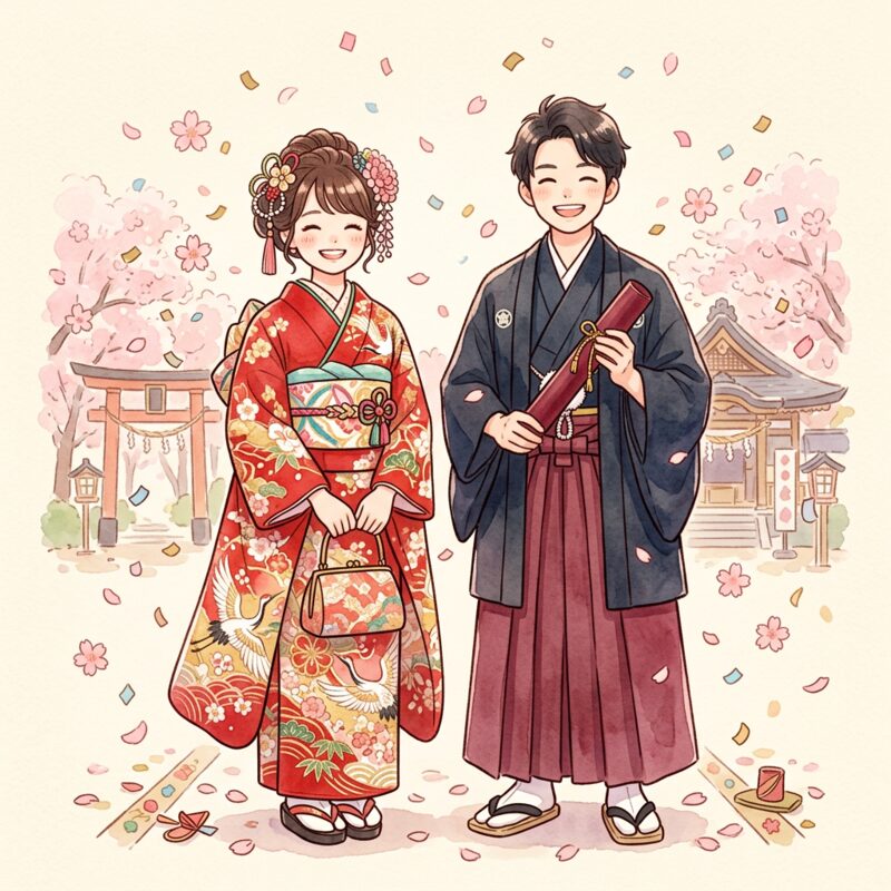소매와 하카마의 그림
